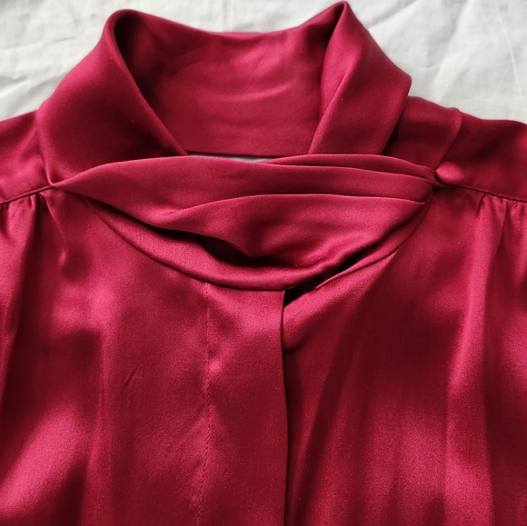 Jones New York 100% Silk Red Long Sleeve Shirt, Button Down Silk Blouse, Size 14 - Picture 9 of 12